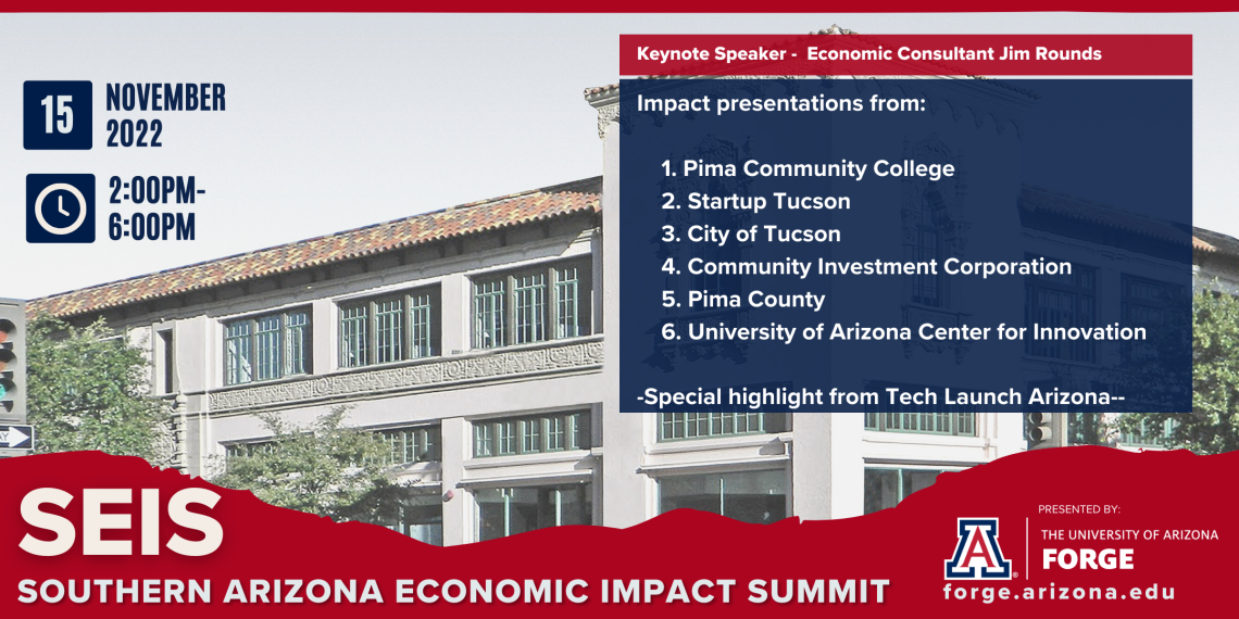 Southern Arizona Economic Impact Summit. November 15th, 2022. 2pm to 6pm. 