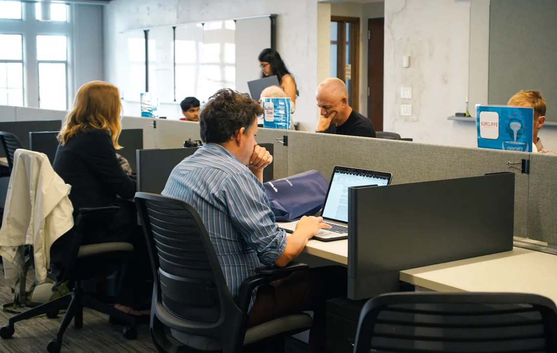 Crucible Founders at work in The Hub at FORGE at Roy Place